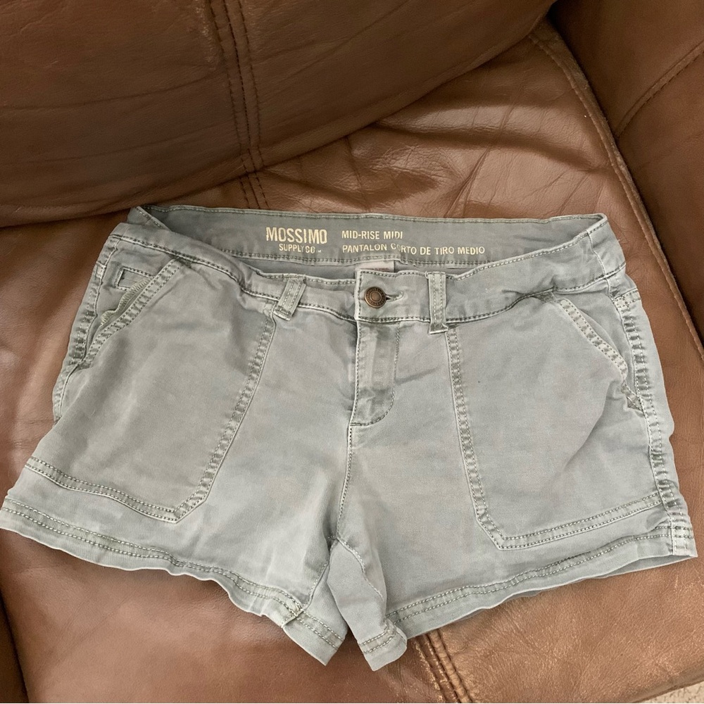Mossimo Supply Co. y2k Olive Green Distressed Mid Rise Short Shorts Women's sz 6